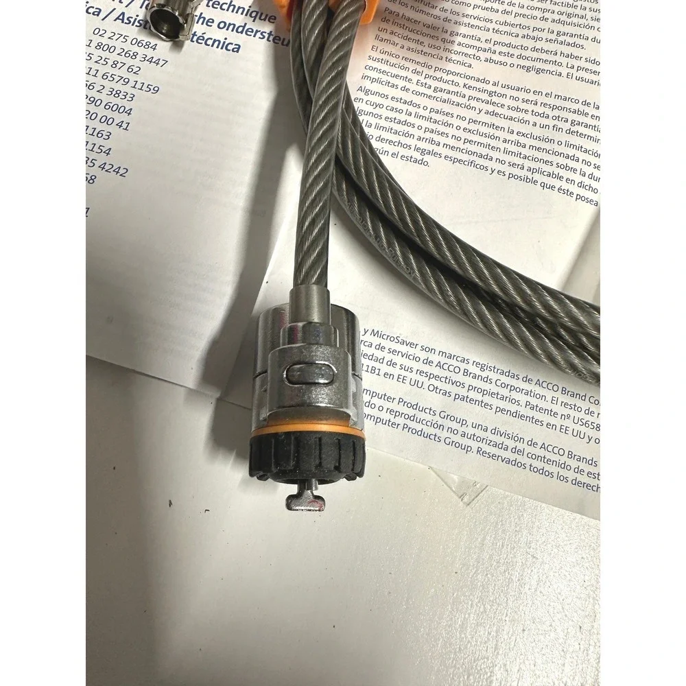 Kensington MicroSaver Security 1 Cable with 2‎ Lock  for Laptops and Electronic